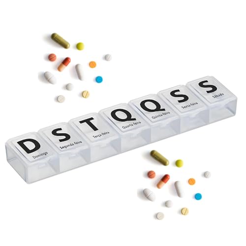 Porta Comprimidos Semanal Medicamentos Remédios Suplementos Vitaminas Cápsulas Organizador Estojo Caixa Pillbox Portátil Espaçoso Separador Prático Uso Diário