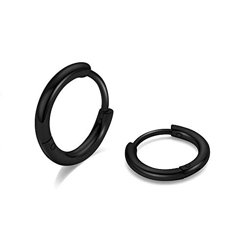 Brincos de argola de aço cirúrgico 316L, 6 mm-20 mm brincos de argola de pressão masculinos hipoaler