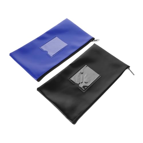 Bank Deposit Bag with Zipper Compact PU Money Pouch for Cash Coins and Elegant Design with Transparent Window Portable Utility for Everyday Use