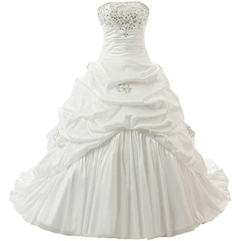 Zorayi Damen Trägerlosen Stickerei TAFT Brautkleid Hochzeitskleider Elfenbein Größe 48 Cover