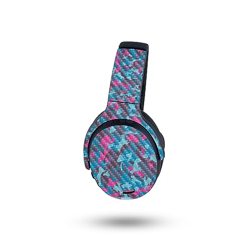 Image of MightySkins Carbon Fiber Skin Compatible with Skullcandy Crusher ANC 2 - Cool Blue Pink Camo | Protective, Durable Textured Carbon Fiber Finish | Easy to Apply