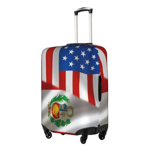 Travel Luggage Cover America Flag And Peru Peruvians Flag Fashion Washable Baggage Suitcase Protector Fit For Luggage Large2