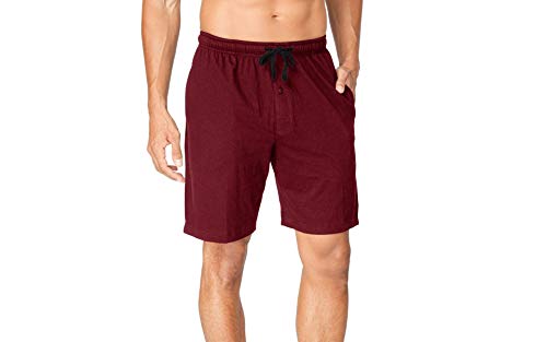 Hanes Men's 2 Pack Jersey Cotton Knit Tagless Sleep & Lounge Drawstring Shorts, Red/Black, Medium4