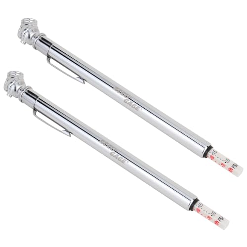 Image of Accu-Gage Pencil Tire Pressure Gauge 2 Pack (10-50 PSI), Air Pressure Gauge for Tires, Stainless Steel Body for Cars, Bikes, Vehicles