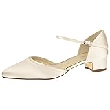Rainbow Club Brautschuhe Piper - Pumps, Riemchen, Ivory/Creme, Satin, Tanzschuhe, Hochzeitsschuhe, Blockabsatz, Damen Gr. 39 (UK 6)