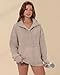 Locachy Women's Casual Oversized Button Henley Neck Sweatshirt Long Sleeve Pullover Tops 2026 Spring Fashion Outfits Clothes Coffee Grey M