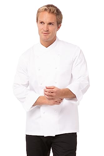 Chef Works Men's Milan Premium Cotton Chef Coat, White, 34