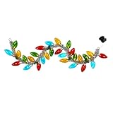 Mr. Christmas 70 Inch Retro C9 Bulb Garland, Multi Color with LED Lights and Tinsel, Vintage Lit Christmas Garland Decoration for Mantels and Doorways