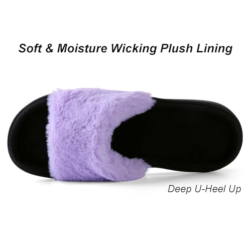 Women's Open Toe House Slippers Memory Foam Fuzzy Slide Sandals for Women3