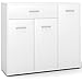 COSTWAY Buffet de Cuisine Commode Meuble de Rangement avec 1 Tiroir et 3 Portes en MDF, Étagères Réglables en Hauteur 90 x 29 x 82 CM pour Chambre, Cuisine et Entrée (Blanc)