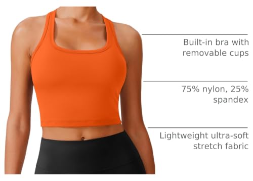 Image of PINSPARK Sports Bra Longline Racerback Tank Tops for Women Padded Workout Yoga Top