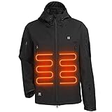 ITIEBO Men Heated Jacket with 7.4V/5200mAh Battery Pack 140℉/12hrs for Outdoors Black