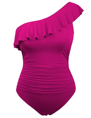 11 Affordable, Stylish Swimsuits On Amazon For Women Over 50 12 Hilor Women's Flattering Swimsuits Slimming One Shoulder Swimwear Ruched 1 Piece Bathing Suits Vivacious 18