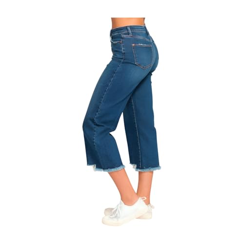Judy Blue High Rise Button Fly Wide Leg Crop Jeans- Ivory Gem4