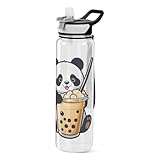Panda Milch-Tee-Sport-Wasserflasche, 1 l, auslaufsicheres Design, BPA-frei, Tritan-Kunststoff-Trinkflasche für Schule, Büro, Fitnessstudio, Radfahren