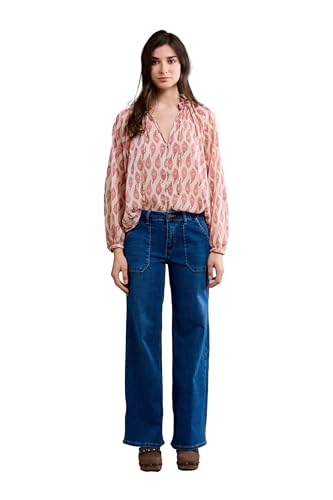 Jean large taille haute Toxik3 pour femme en denim bleu moyen