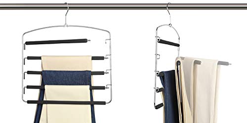 Magicool Space Saving Metal Pants Hangers 5 Layers Skidproof Foam Padded With Swing Arm Closet Organizer For Pants Jeans Trousers Skirts Scarf Ties #TOP3