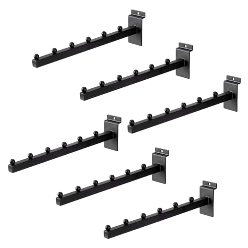 WETOECOTEC 12 Inch Waterfall Slatwall Display Hooks with 6 Balls, Heavy Duty Tube Slat Wall Hanger, Slatwall Accessories for Retail Display, Clothing, Bags, Accessories(6 Pack)