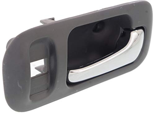 Evan Fischer Interior Front Door Handle Compatible With 1995-1998 Honda Odyssey Inside Chrome Lever+Gray Bezel Plastic With Lock Hole Set Of 2 Passenger Side #TOP3