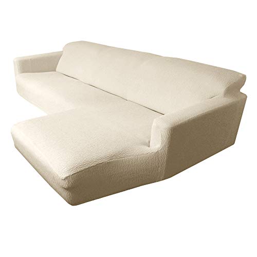 fits ソファーカバー l字 肘付き 厚手 洗える 左用 エクルベージュ カウチ ストレッチ l型 北欧 おしゃれ ゴム 丈夫 伸縮 押し込み棒 柔らかい 綿