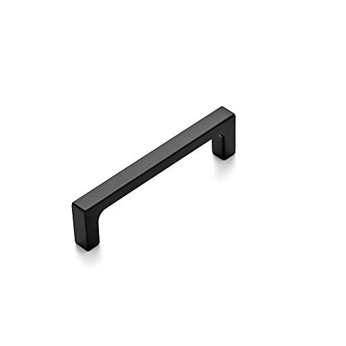 Image of Ravinte 1 Pack Solid 3-3 /4 Inch Kitchen Square Cabinet Handles Matte Black Pulls Drawer Pulls Kitchen Cabinet Hardware Flat Black Handles