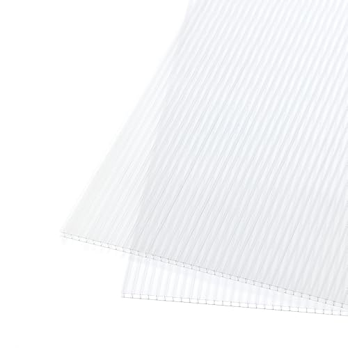 COWVIE 6-Pack Polycarbonat Hohlkammerstegplatten für Gewächshaus, 5mm Stärke Doppelstegplatten, UV-beständige, wasserdichte & transparent Kunststoffplatten 158 x 71 cm
