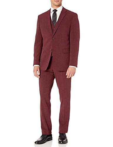 Adam Baker Men's Single Breasted Stretch Slim Fit Stretch 2-Button Vested Suit Set - Colors