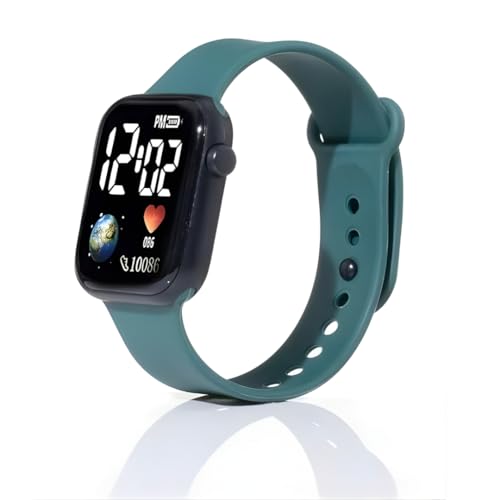 Image of XENTON Kids Digital Watch for Boys & Girls | LED Display Wrist Watch | One Touch Time & Date Display | Adjustable Strap | Lightweight Casual Watch for Kids Boys (Green)