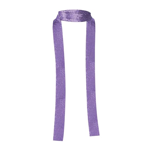 Surblue Women Sequins Neck Tie Scarf Long Thin Skinny Neckerchief Glitter Sparkle Punk Scarf Shawls for Club Party Evening