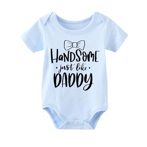 Image of babytwinssuit Baby Twins Bodysuit Handsome Just Like Daddy Newborn Baby Clothes Cute Outfits Toddler Boy Girl Romper Set(blue 3m)