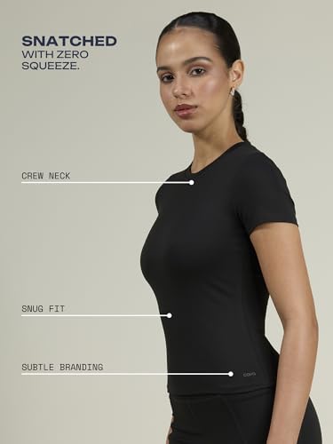 Image of CAVA Sculpt Core Top for Women | Snug Sculpted Fit, Classic Crew Neck, Short Sleeves, Minimal Branding, Everyday Activewear Tee