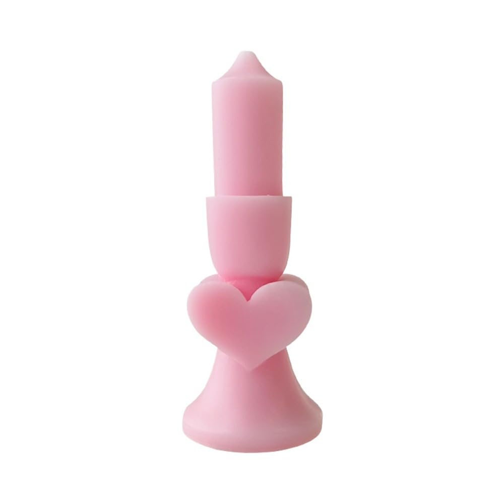 Heart Shaped Candle Holder Scented Candle 4.3X4.5X11.2Cm 55G Soy Wax Aromatherapy Stress Relief Long Lasting Fragrance Home Decor Birthday Gift (Pink)