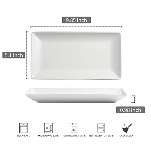 Yhosseun Porcelain Serving Platters, Rectangular Serving Trays For Server Food, Appetizers, Party, Dinner Plates, White Set Of 4, 9.8 Inch #TOP1