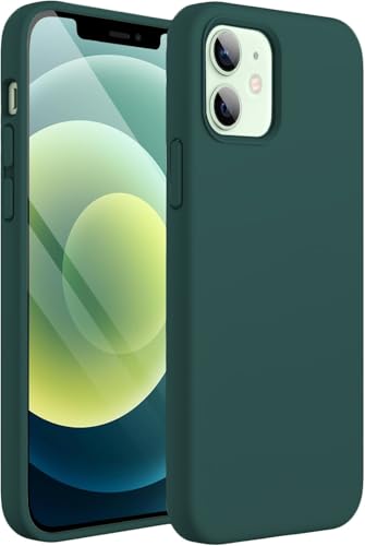 Image of DIZORO Silicone Back Case for iPhone 12 /12 Pro, Soft-Touch Phone Microfiber Silicone Back Cover for iPhone 12 /12 Pro -Forest