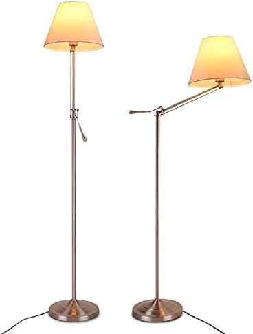 Sukuma Wiki 静かに佇む クラシックフロアランプ スイングアーム ニッケルメッキ フロアスタンドライト フット