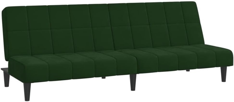 BOWERY HILL Contemporary Velvet Sofa Bed, Dark Green Polyester, 2-Seater Convertible Sleeper Sofa, Adjustable Backrest, Rectangular Shape, Soft-Touch Finish, Living Room Furniture