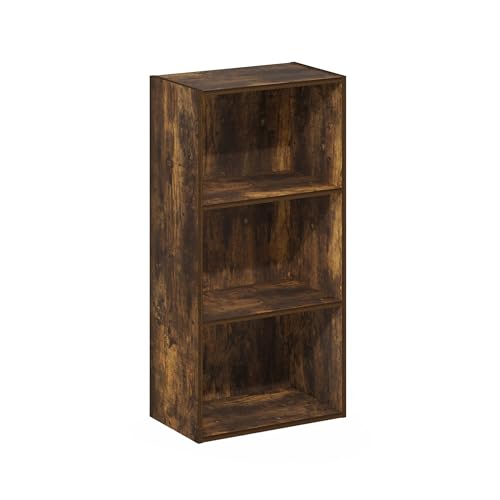Image of Furinno LUDER Book Shelf, 3-Tier Modern Bookshelf, Open Shelves Bookcase, 9.3 inch x 16 inch x 31.4 inch, for Living Room, Bedroom, Home Office, Amber Pine