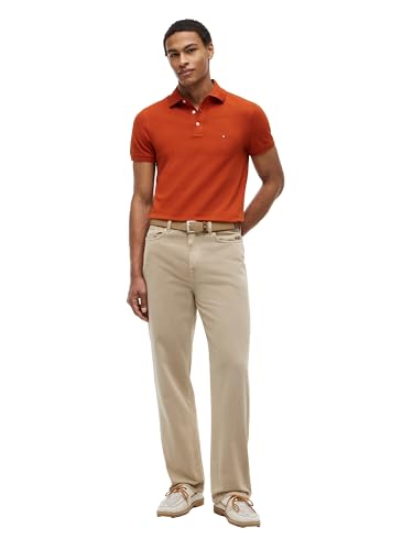 Image of Tommy Hilfiger Men's Short Sleeve Polo Shirts in Slim Fit with Stretch and Organic Pique Cotton