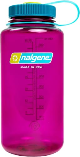 Image of Nalgene Wide Mouth Water Bottle | BPA-Free, Durable & Leak Proof, Lightweight Bottle for Hiking & Gym, Work & Travel, Eggplant, 32 Ounces (Pack of 6)