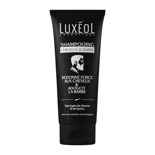 Luxéol - Shampoing Cheveux & Barbe - Redonne Force aux Cheveux & Adoucit la Barbe - Shampoing Homme 2 En 1 Sans Silicone Ni Tensio-actifs sulfatés -...