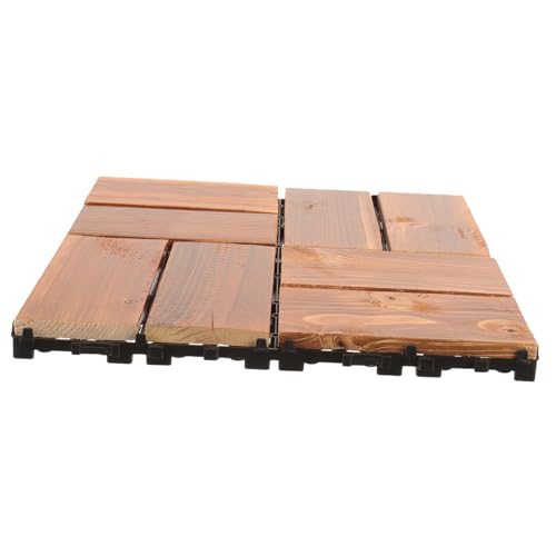 HOMSFOU Dalles Bois Interlockables Pour Terrasse Extérieure Revêtement De Sol Bois Pour Jardin Balcon Patio Et Allées