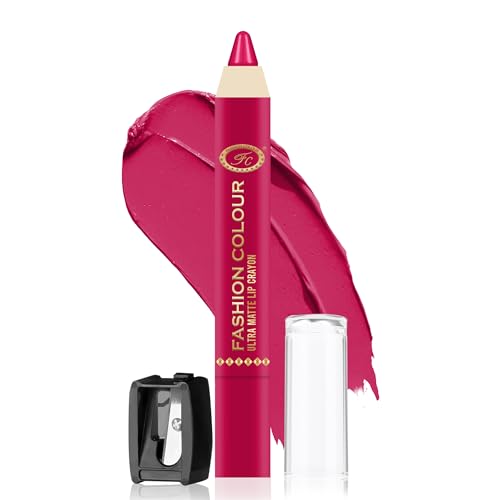 Image of FASHION COLOUR Ultra Matte Lip Crayons With Free Sharpener | Smudge Proof And Waterproof | For Hydration And Moisturization | Long Lasting Lipwear with Matte Finish, Cruelty-free and Paraben-free - 2.5 gm(Pinky Spring)