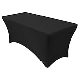 Adorox 4 ft Black Stretch Fabric Spandex Tight Fit Table Cloth Cover for Holidays (4 ft Black)