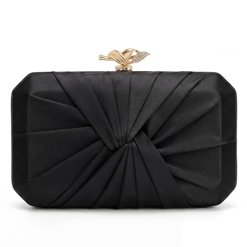 Image of CHUNLI Satin Clutch Bag, Elegant Clutch Purse for Women, Gold Evening Bags
