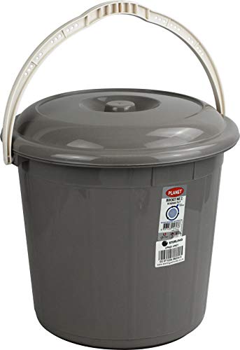 5L Litre Sturdy Bucket with Lid for Rubbish Waste Storage (Grey)