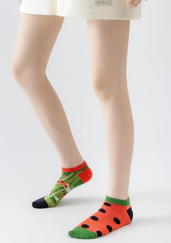 Image of 2 Pairs Funny Cartoon Animal Print Cotton Ankle Socks for Women Teens
