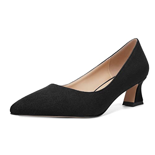 MOVINSTEPS Womens Slip On Dress Suede Pointed Toe Bridal Kitten Low Heel Pumps Shoes 2 Inch