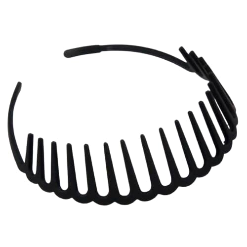 Hair Jewels Black Wide Tooth Hair Comb Headband for Women & Girls | Anti Slip Plastic Hair Band | Comfortable Hair Hoop for Curly, Thick & Wavy Hair | Everyday Hair Styling Accessory Pack of 2-image-37