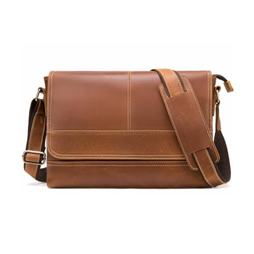 XCBW Mens Shoulder Bags Genuine Leather Messenger Bags Waist Packs Casual Daypacks Briefcases(Brown1)