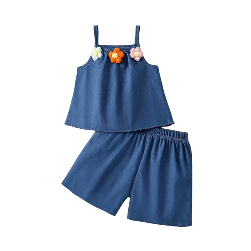 Image of Weebaby Toddler Girl Clothes Baby Summer Outfits Sleeveless Halter Top Ruffle Short Set Cute Kids Clothes Girls